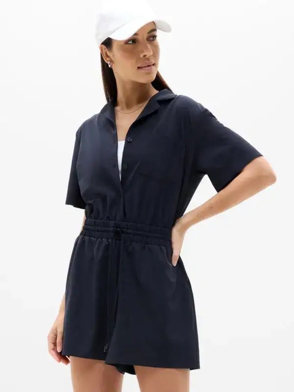 Athleta Avenue Romper in navy
